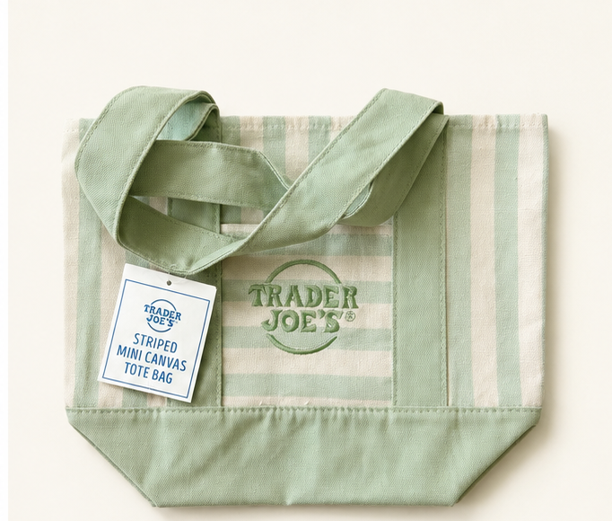 Trader Joe's Striped Mini Canvas Tote Bag