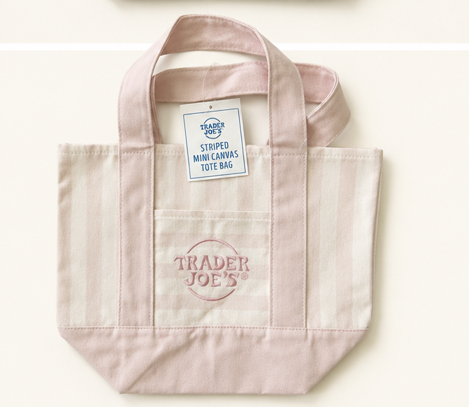 Trader Joe's Striped Mini Canvas Tote Bag