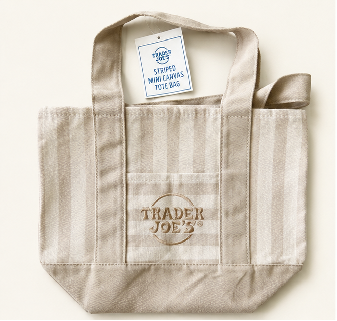 Trader Joe's Striped Mini Canvas Tote Bag