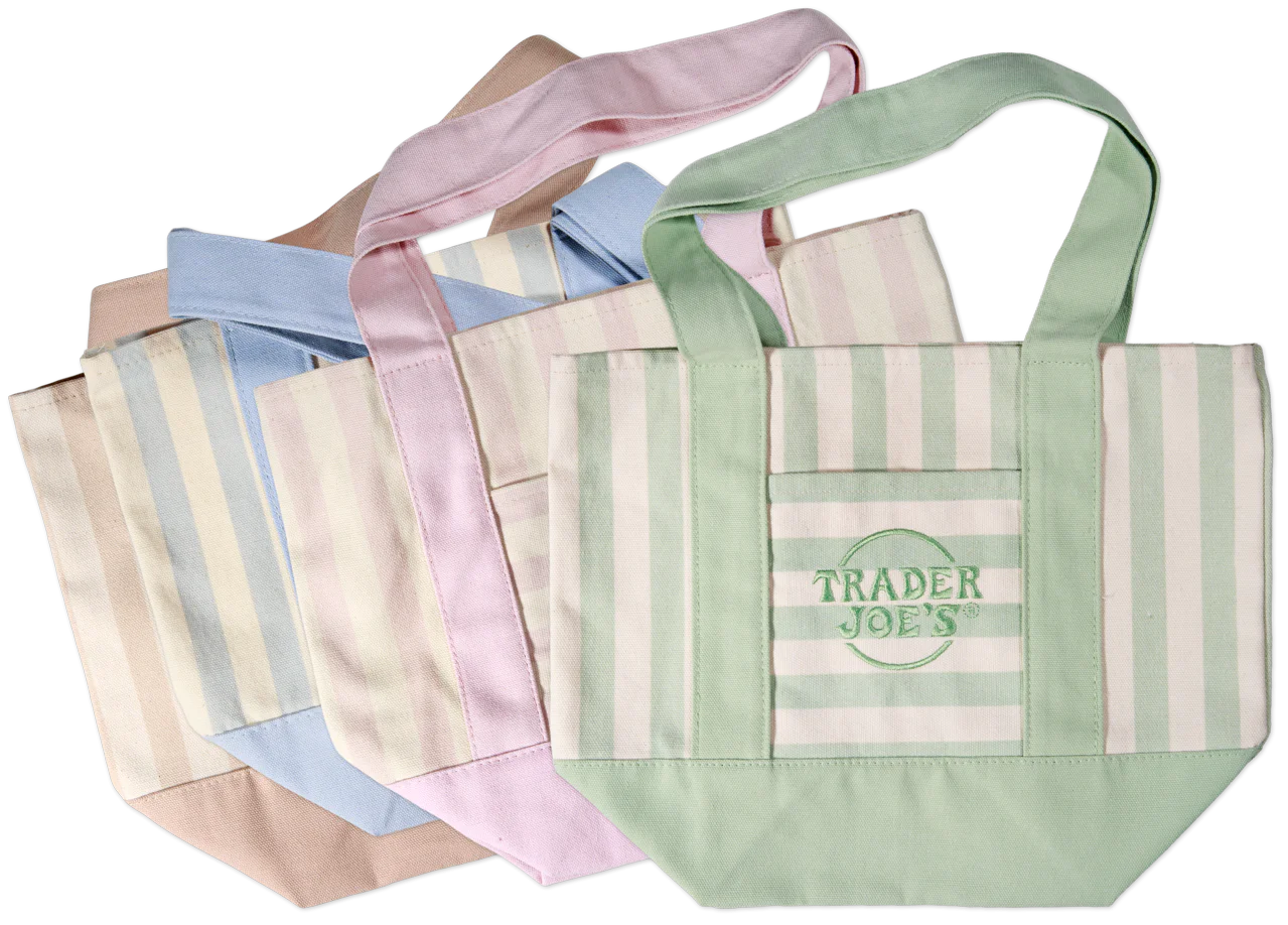Trader Joe's Striped Mini Canvas Tote Bag