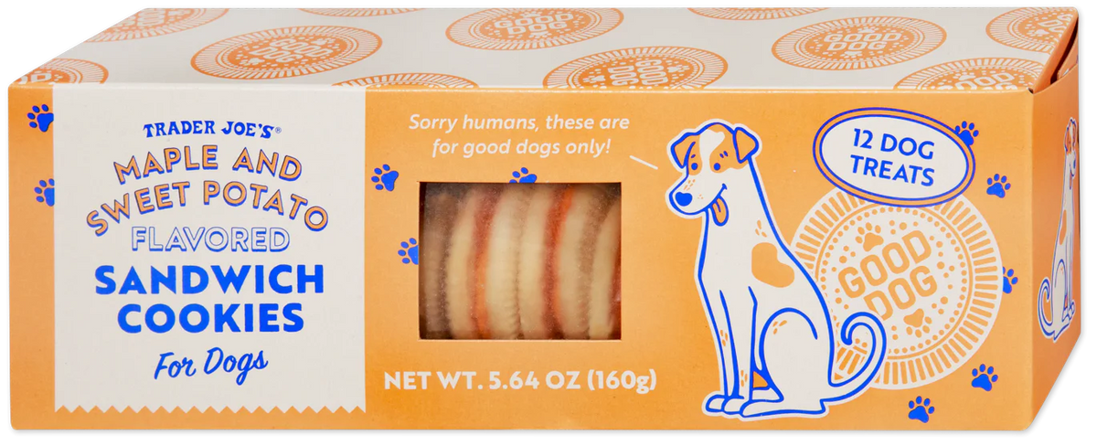 Trader Joe’s Maple and Sweet Potato Flavored Sandwich Cookies for Dogs, 5.64 oz
